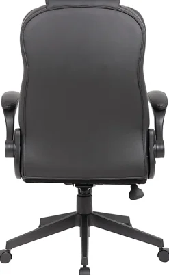 Boss Office Products Ergonomic LeatherPlus™ Bonded Leather High-Back Executive Chair, Black