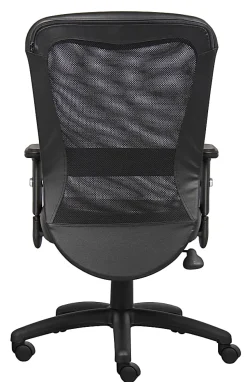 Boss Office Products Ergonomic LeatherPlus™ Bonded Leather/Mesh Web Chair, Black