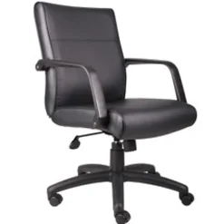 Boss Office Products Ergonomic Bonded Leather Executive Mid-Back Chair, Black