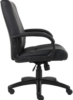 Boss Office Products Ergonomic Caressoftplus Vinyl Mid-Back Executive Chair, Black