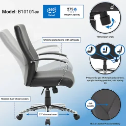Boss Office Products Ergonomic High-Back Chair, Black