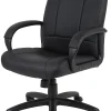 Boss Office Products Ergonomic Caressoftplus Vinyl Mid-Back Executive Chair, Black
