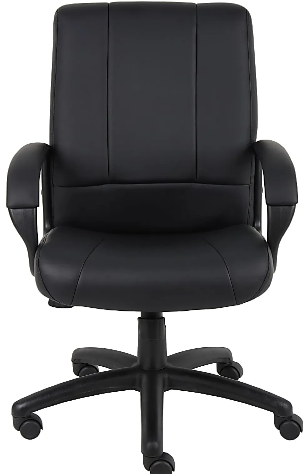 Boss Office Products Ergonomic Caressoftplus Vinyl Mid-Back Executive Chair, Black