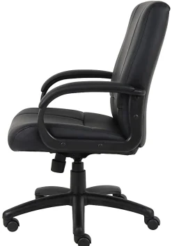 Boss Office Products Ergonomic Caressoftplus Vinyl Mid-Back Executive Chair, Black
