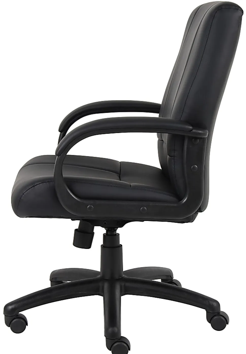 Boss Office Products Ergonomic Caressoftplus Vinyl Mid-Back Executive Chair, Black