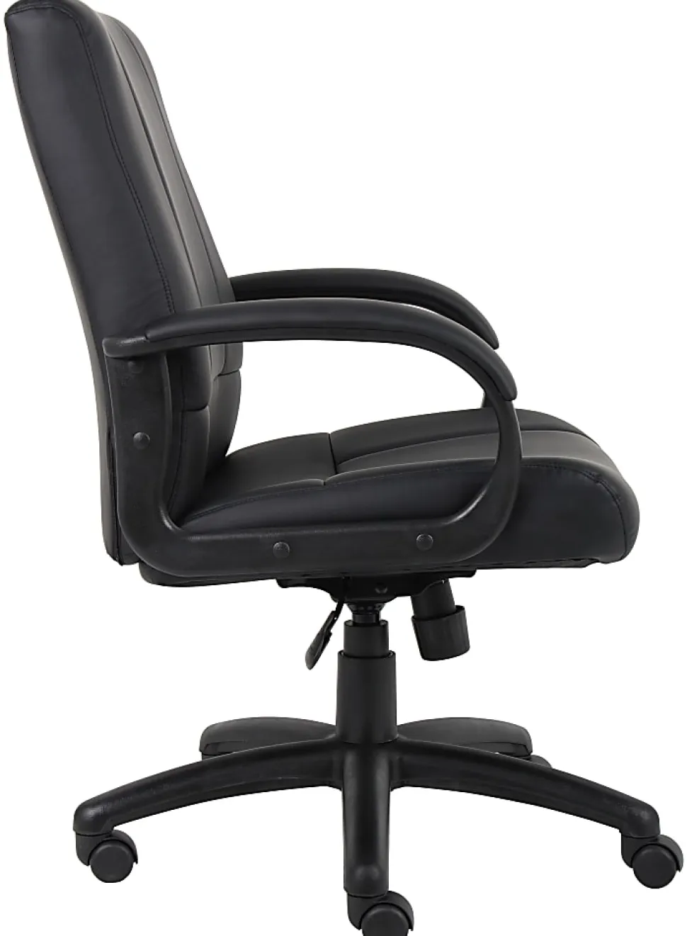 Boss Office Products Ergonomic Caressoftplus Vinyl Mid-Back Executive Chair, Black
