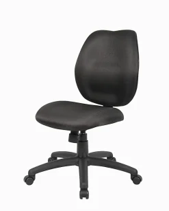 Boss Office Products Ergonomic Fabric Mid-Back Task Office Chair Without Arms, Black