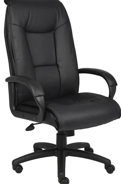 Boss Office Products Ergonomic Vinyl High-Back Chair, Black