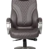 Boss Office Products Ergonomic Faux Leather High-Back Hinged Arm Executive Office Chair With Synchro-Tilt, Brown