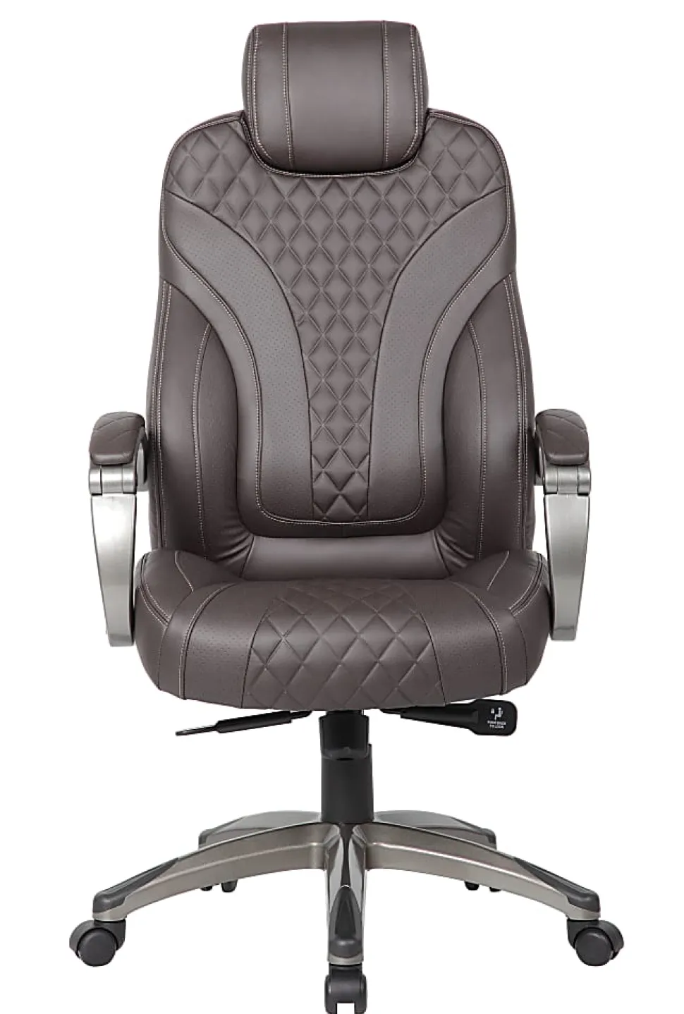 Boss Office Products Ergonomic Faux Leather High-Back Hinged Arm Executive Office Chair With Synchro-Tilt, Brown