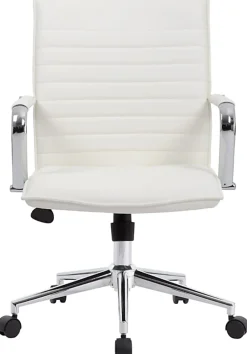 Boss Office Products Ergonomic Vinyl Mid-Back Hospitality Task Chair, White/Chrome