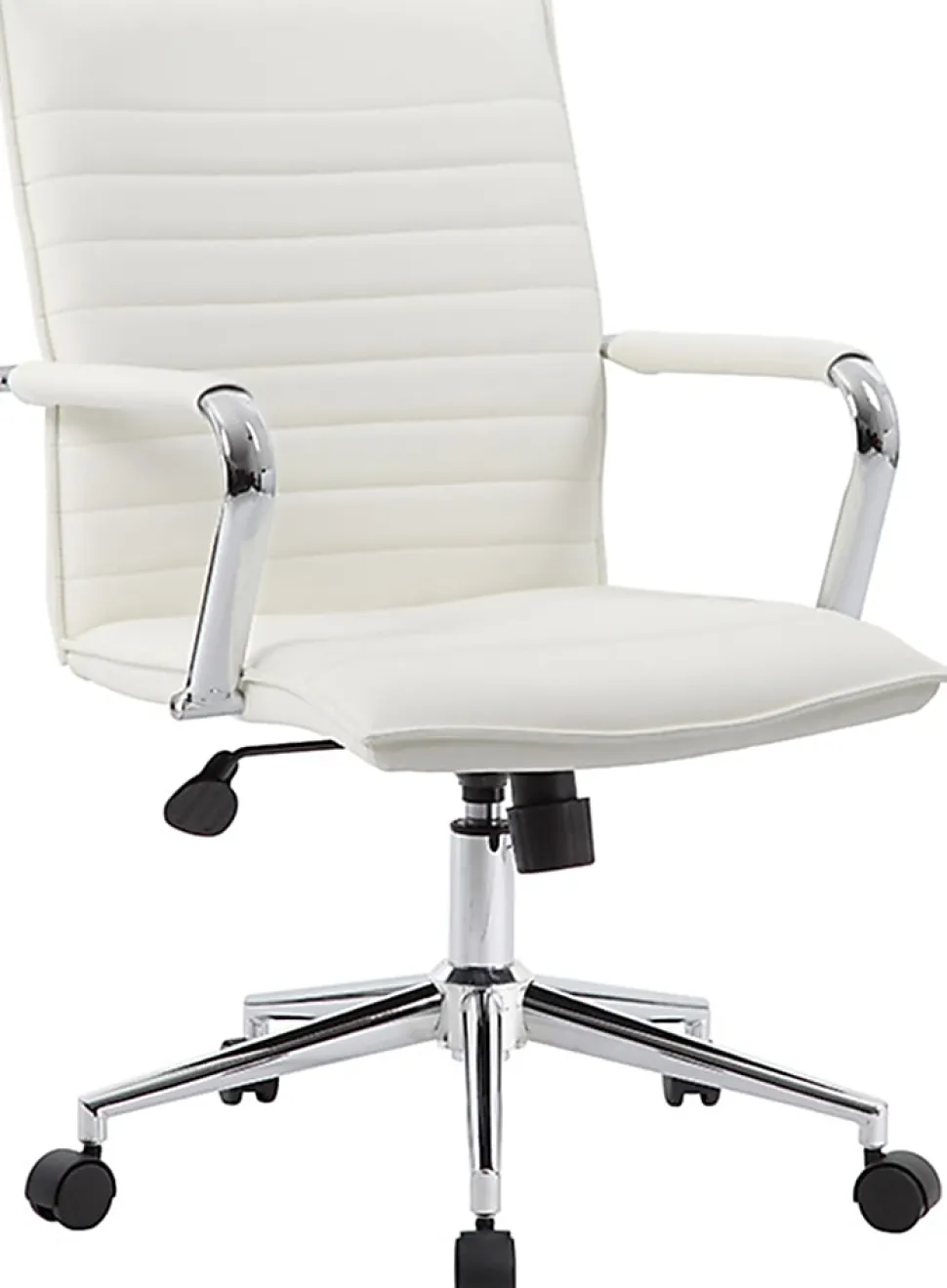 Boss Office Products Ergonomic Vinyl Mid-Back Hospitality Task Chair, White/Chrome