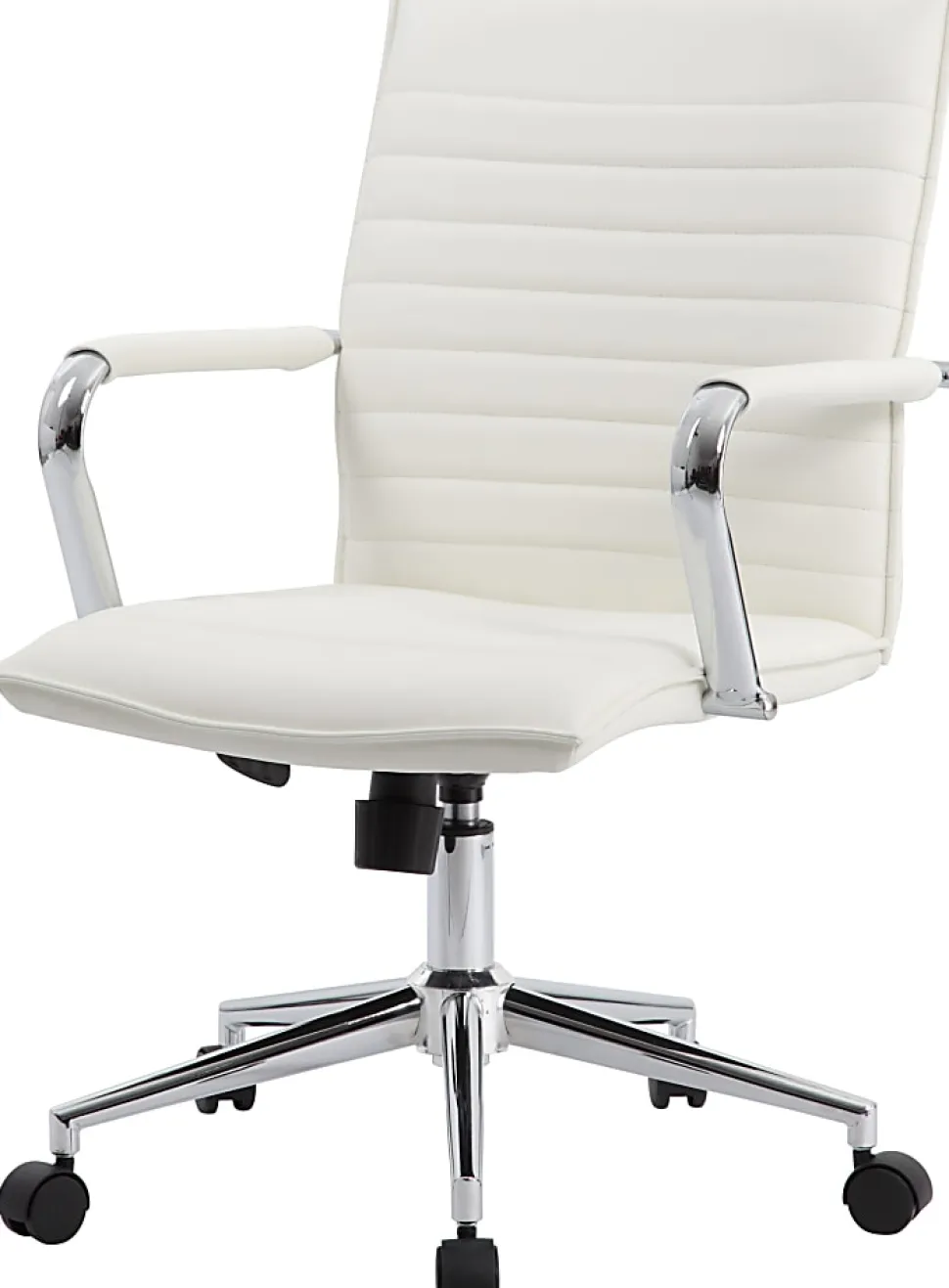 Boss Office Products Ergonomic Vinyl Mid-Back Hospitality Task Chair, White/Chrome