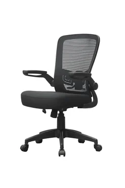 Boss Office Products Ergonomic Mesh High-Back Flip Arm Task Chair, Black