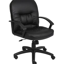 Boss Office Products Ergonomic Vinyl Mid-Back Chair, Black
