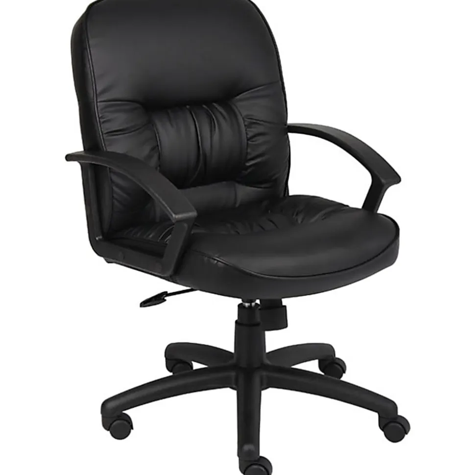 Boss Office Products Ergonomic Vinyl Mid-Back Chair, Black