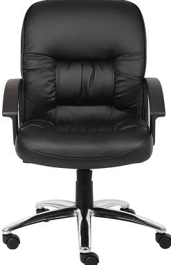 Boss Office Products Ergonomic Vinyl Mid-Back Chair, Black