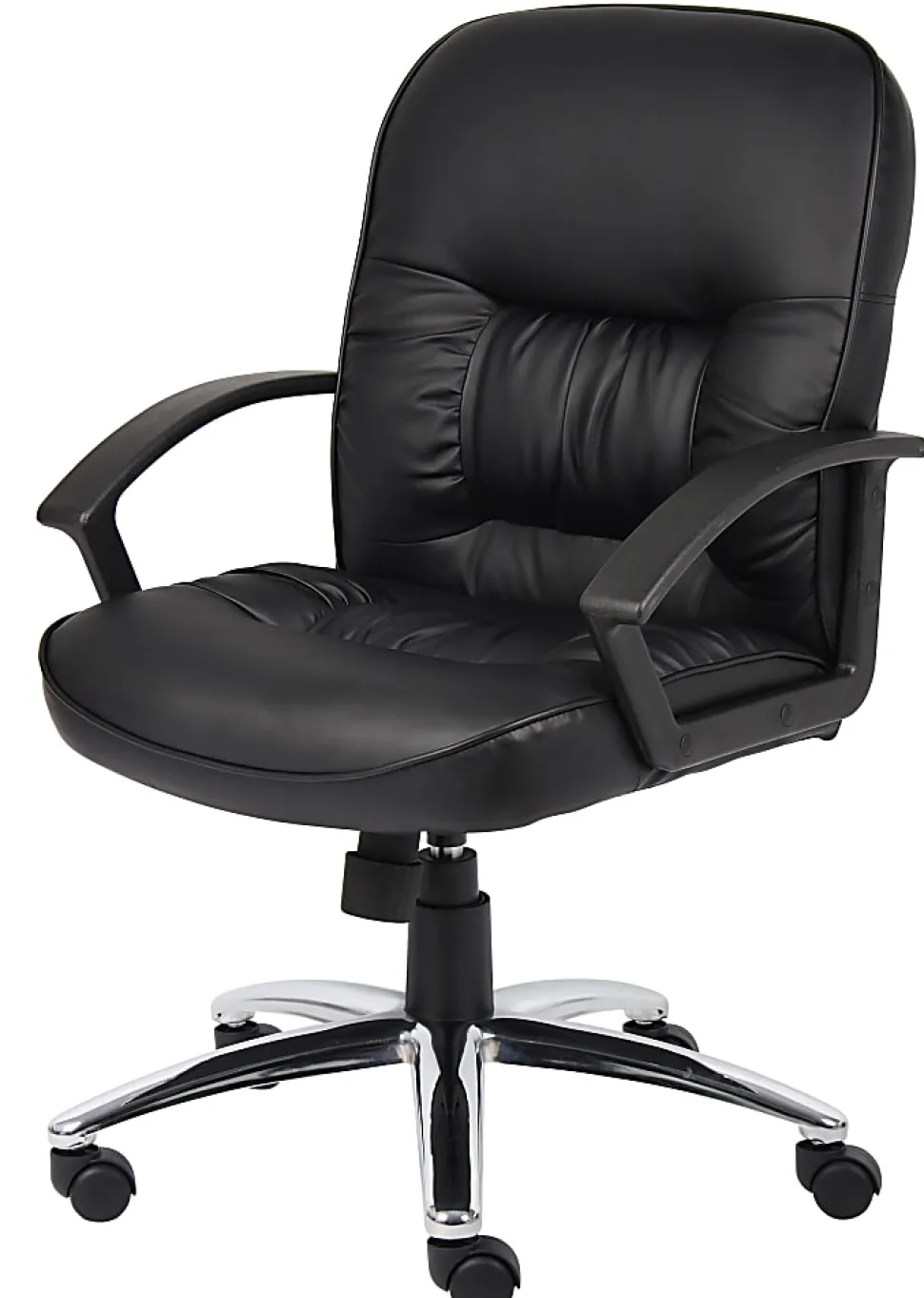 Boss Office Products Ergonomic Vinyl Mid-Back Chair, Black