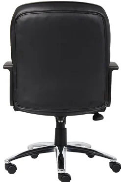 Boss Office Products Ergonomic Vinyl Mid-Back Chair, Black