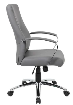 Boss Office Products Ergonomic High-Back Chair, Gray/Chrome/Gray