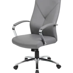 Boss Office Products Ergonomic High-Back Chair, Gray/Chrome/Gray