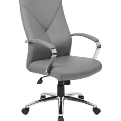 Boss Office Products Ergonomic High-Back Chair, Gray/Chrome/Gray