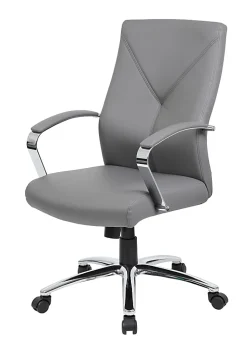Boss Office Products Ergonomic High-Back Chair, Gray/Chrome/Gray