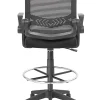 Boss Office Products Flip Arm Drafting Stool With Mesh Back, Black
