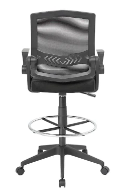 Boss Office Products Flip Arm Drafting Stool With Mesh Back, Black