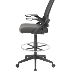 Boss Office Products Flip Arm Drafting Stool With Mesh Back, Black