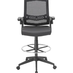 Boss Office Products Flip Arm Drafting Stool With Mesh Back, Black