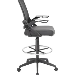 Boss Office Products Flip Arm Drafting Stool With Mesh Back, Black