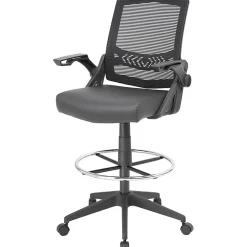 Boss Office Products Flip Arm Drafting Stool With Mesh Back, Black