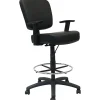 Boss Office Products Heavy Duty Drafting Stool With Arms, Black