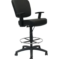 Boss Office Products Heavy Duty Drafting Stool With Arms, Black