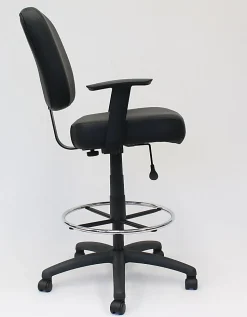 Boss Office Products Heavy Duty Drafting Stool With Arms, Black