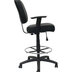 Boss Office Products Heavy Duty Drafting Stool With Arms, Black