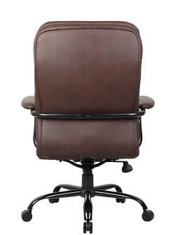 Boss Office Products Heavy-Duty Pillow-Top High-Back Chair, Bomber Brown/Silver