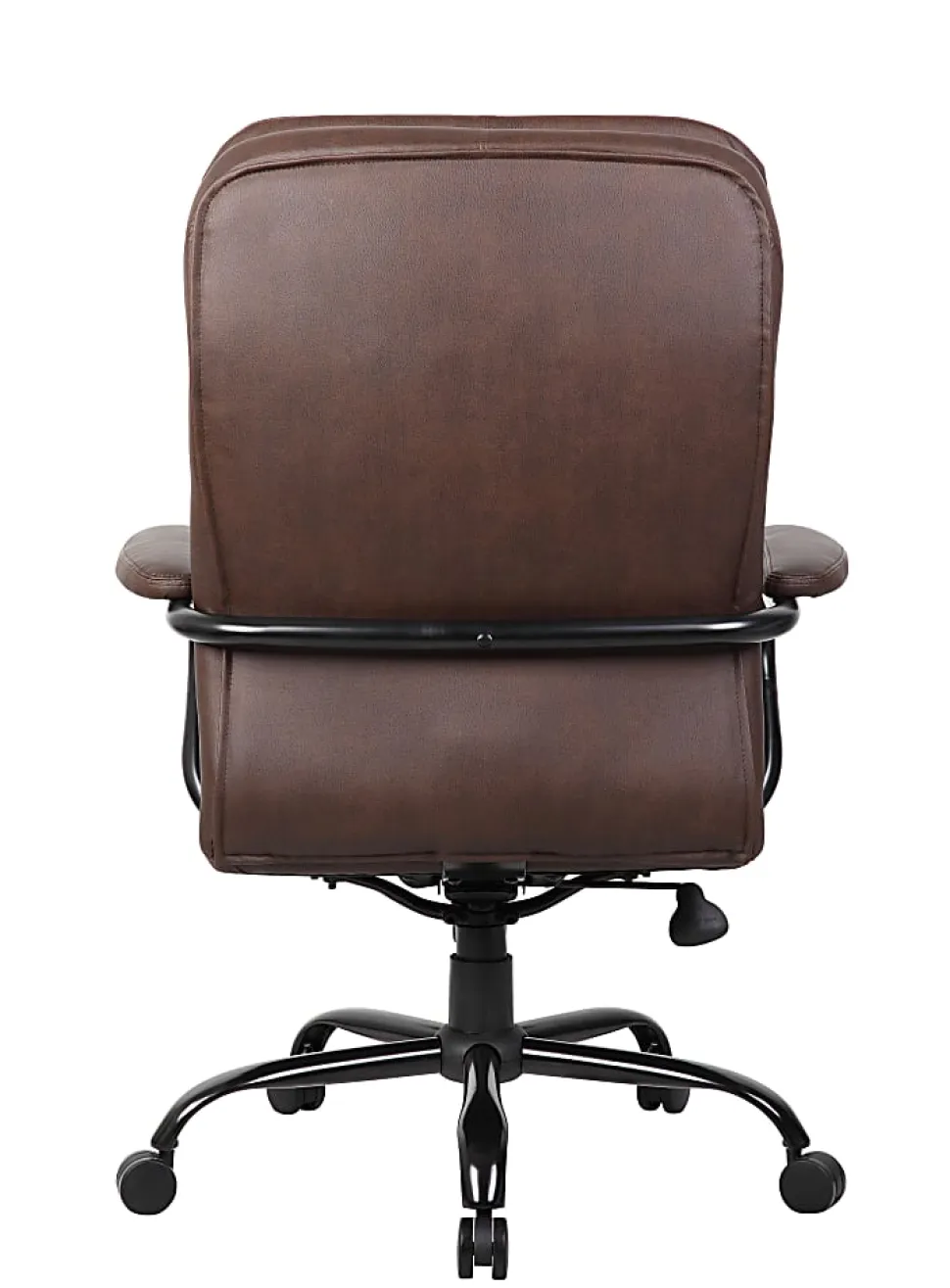 Boss Office Products Heavy-Duty Pillow-Top High-Back Chair, Bomber Brown/Silver