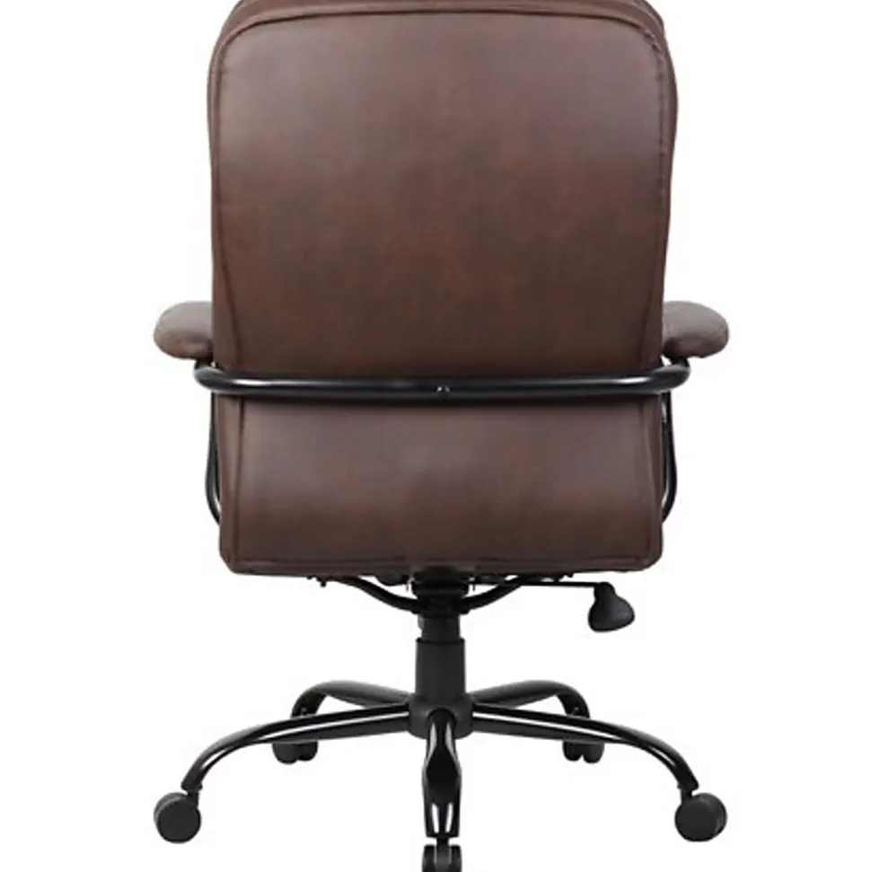 Boss Office Products Heavy-Duty Pillow-Top High-Back Chair, Bomber Brown/Silver
