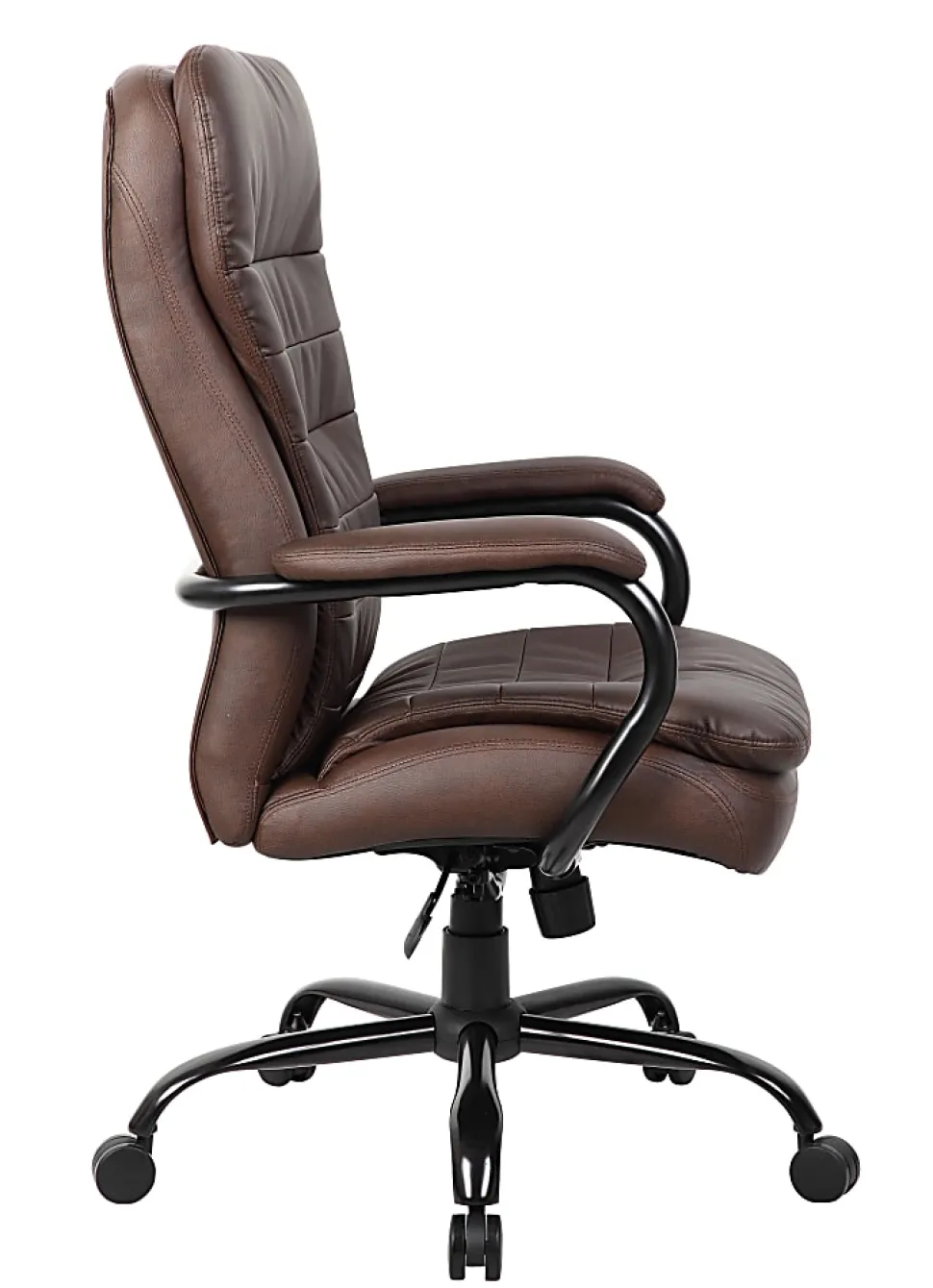 Boss Office Products Heavy-Duty Pillow-Top High-Back Chair, Bomber Brown/Silver