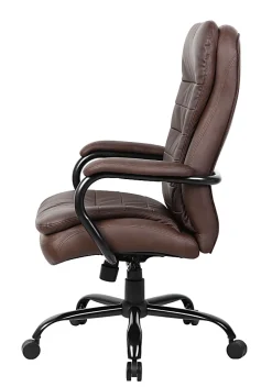 Boss Office Products Heavy-Duty Pillow-Top High-Back Chair, Bomber Brown/Silver