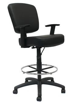 Boss Office Products Heavy Duty Drafting Stool With Arms, Black