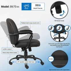 Boss Office Products Heavy-Duty Mid-Back Task Chair, Black