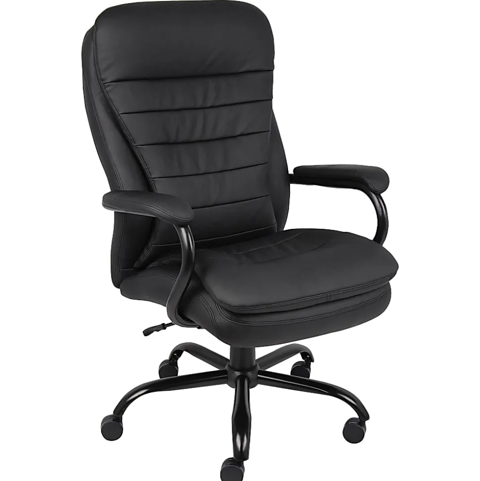 Boss Office Products Heavy Duty Big And Tall Double Plush Executive Chair, CaressoftPlus™ Vinyl, Black