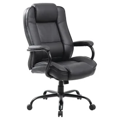 Boss Office Products Heavy-Duty Ergonomic LeatherPlus™ Bonded Leather High-Back Chair, Black