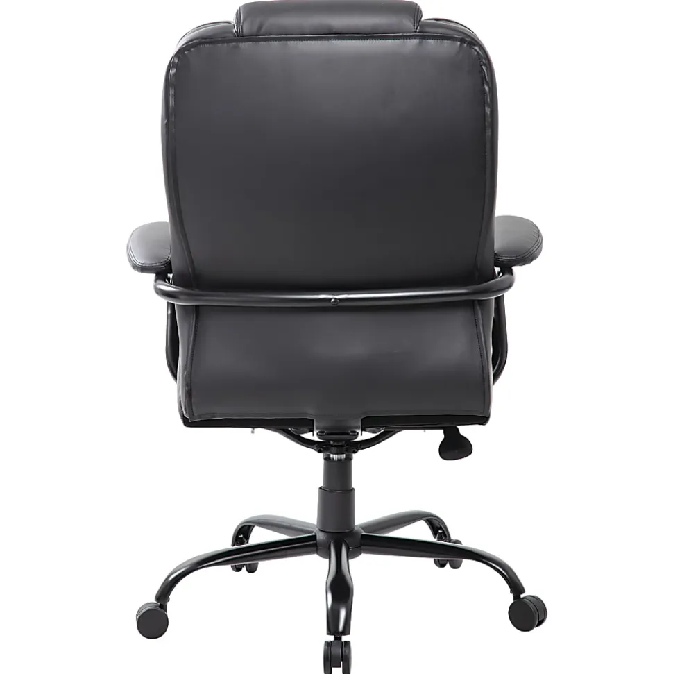 Boss Office Products Heavy-Duty Ergonomic LeatherPlus™ Bonded Leather High-Back Chair, Black