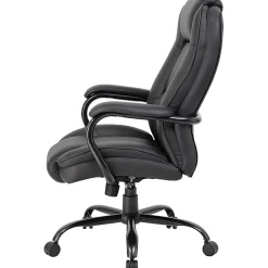 Boss Office Products Heavy-Duty Ergonomic LeatherPlus™ Bonded Leather High-Back Chair, Black