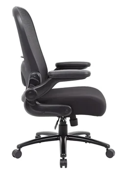 Boss Office Products Heavy-Duty Flip Arm Ergonomic Mesh High-Back Task Chair, Black