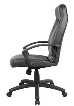 Boss Office Products High-Back Ergonomic Leather Manager's Chair, Black